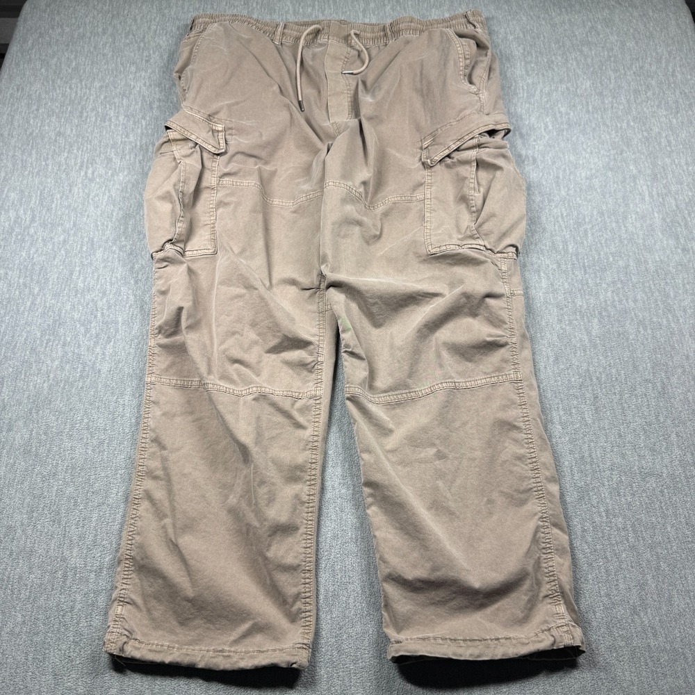 American Eagle Pants Mens XXL Brown Flex Pull On Elastic Drawstring Cargo Chino